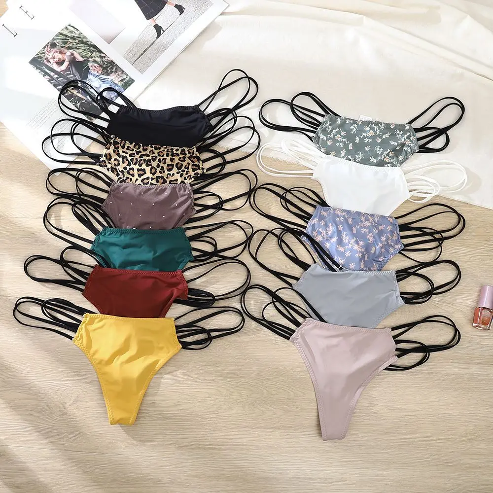 

New Sexy Leopard Print Thong Women Black Thin Belt Cotton Bottom Crotch High Elastic Ladies Sexy Panties