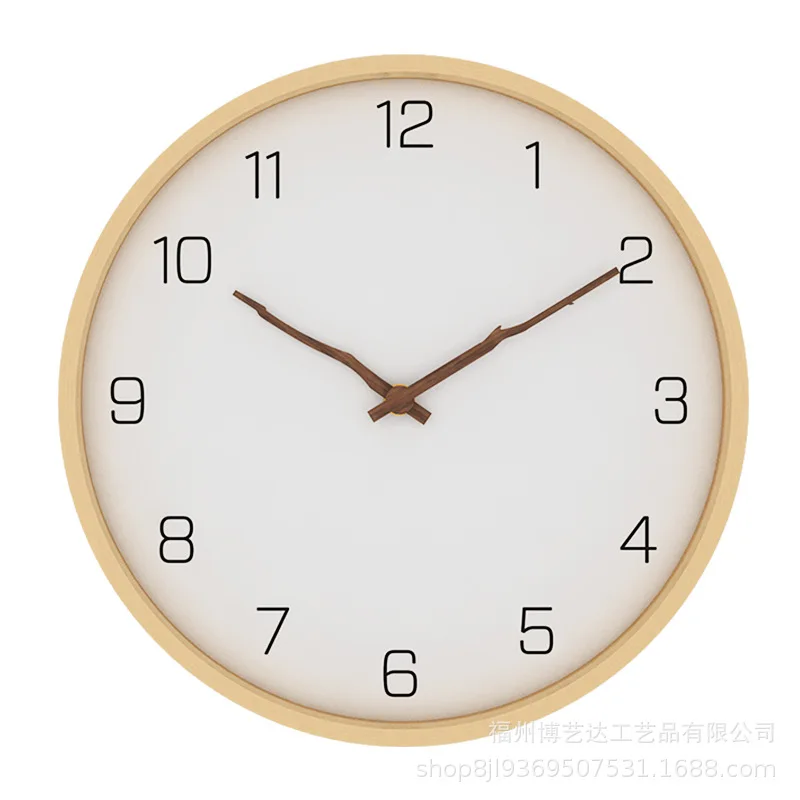

2021 new personality creative wooden solid wood wall clock simple modern fashion living room clock clock
