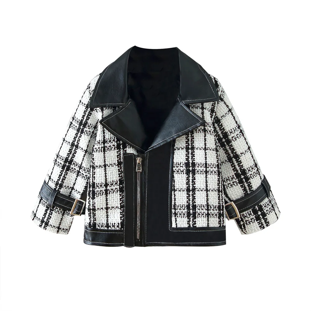 

2020 Autumn New Children's Clothing Girls Jacket Fashion Lapel Zipper Plaid Children's Jacket 2-6 Years Old Girls Clothing