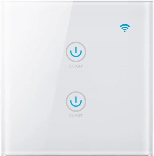 Tuya ЕС Tuya/приложение Smart Life/ewelink NL тип 1/2/3 местный 1 позиционный WiFi сенсорный выключатель для Google Home Amazon Alexa Голосовое управление Управление - Комплект: WTS-60-2gang
