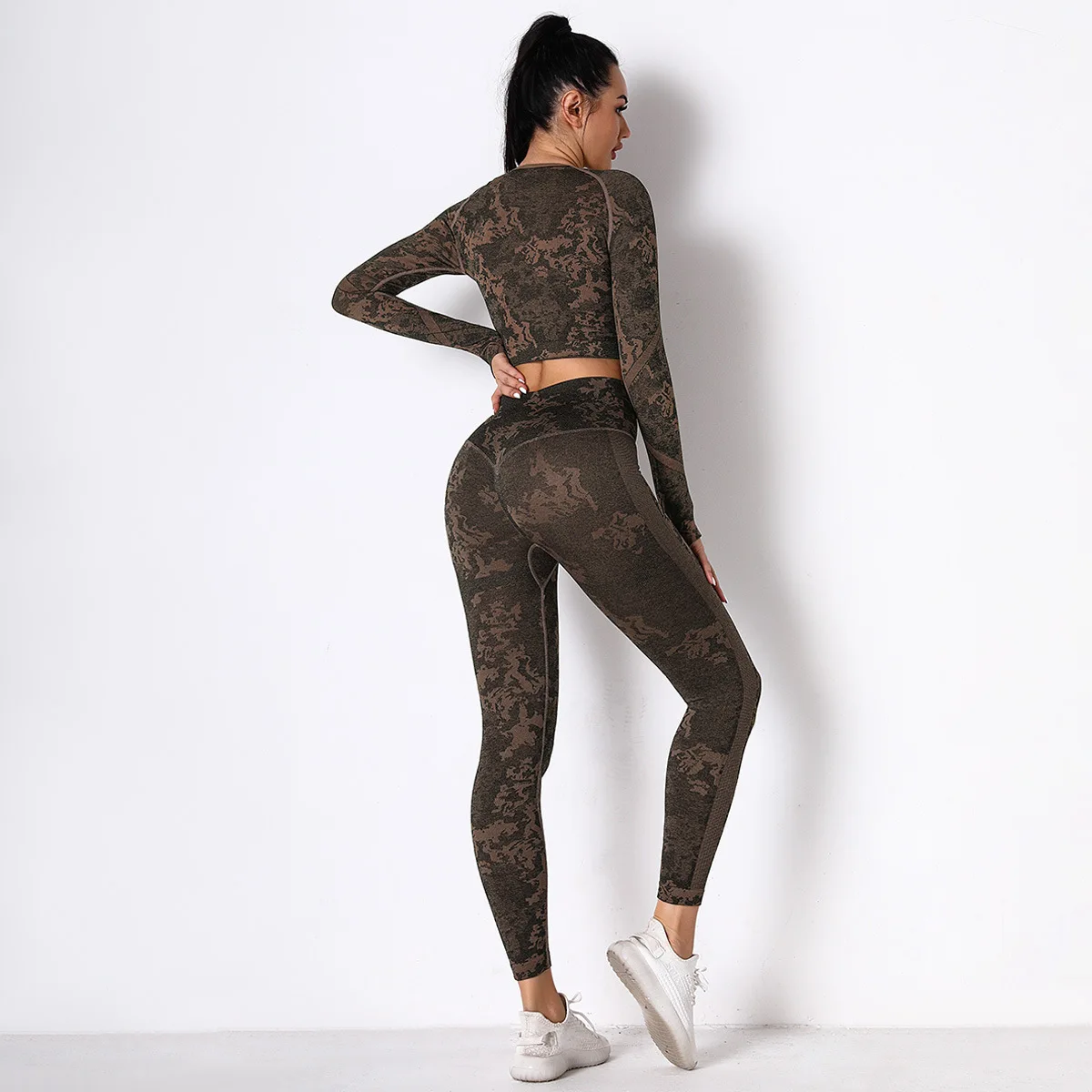 Спортивный костюм для фитнеса с высокой талией 2 шт./комплект|Комплекты йоги| |