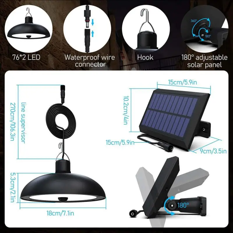 Уличная лампа на солнечной батарее с 3 режимами освещения водонепроницаемый