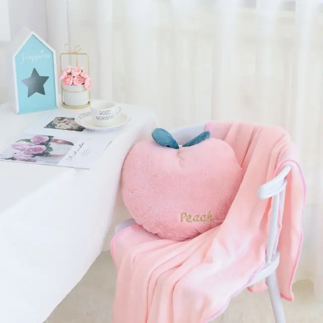 

INS hot Rabbit Fur Pink Peach Pillow super Soft Blanket 2-in-1creative pillow home decor nap high quality birthday gift for kids