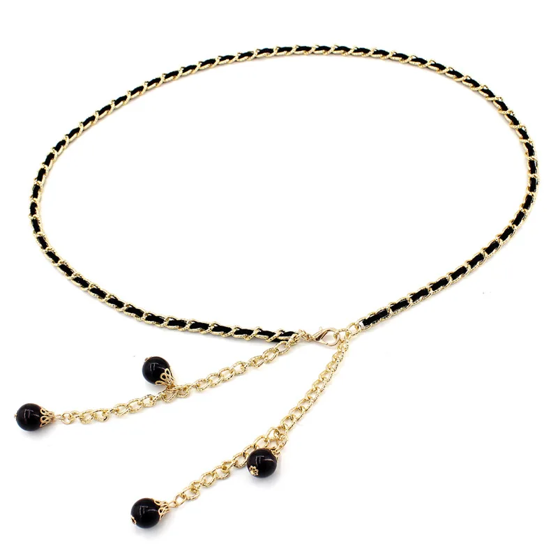 

Korean version of the fashion thin pearl metal waist belt