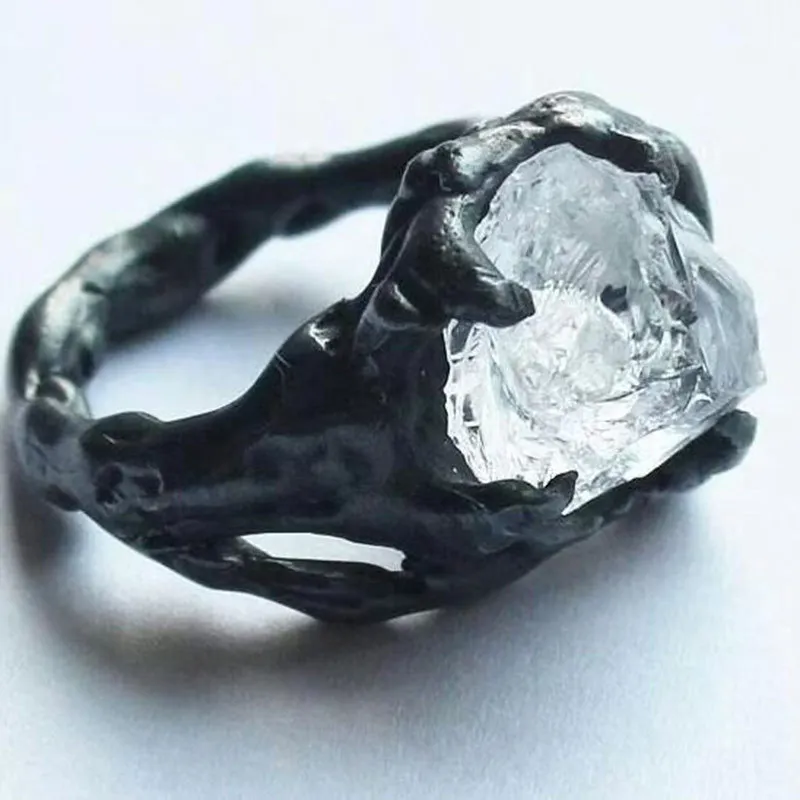 

Vintage Wedding Anniversary Ring Geometric Irregular Stone Design Personality Punk Cocktail Party Rings for Women Jewelry