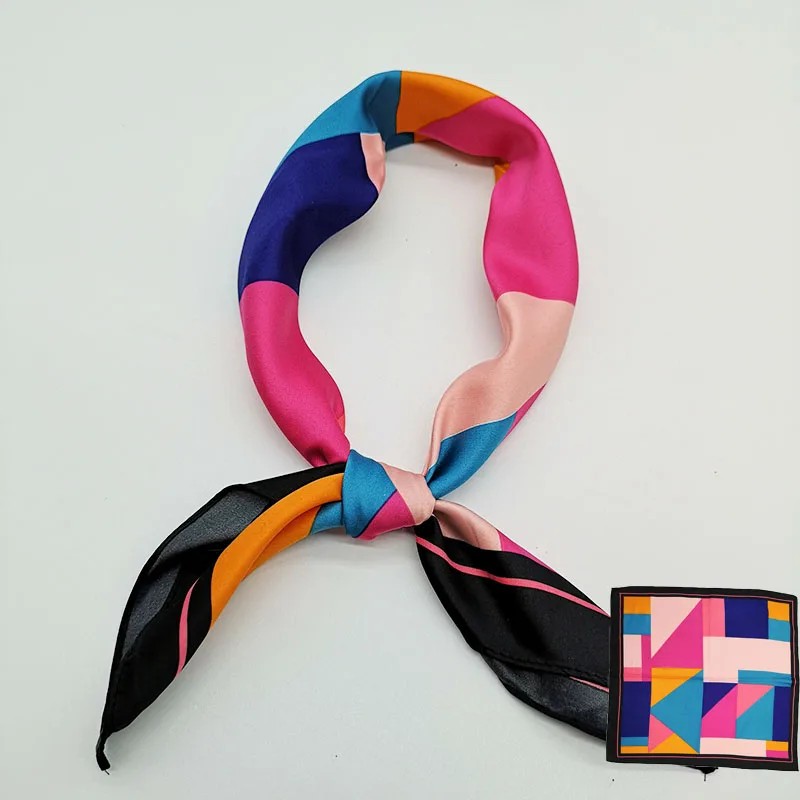 

Square Scarf Hair Tie Band For Business 55*55 Party Women Elegant Vintage Skinny Retro Head Neck Silk Satin Scarf accessories