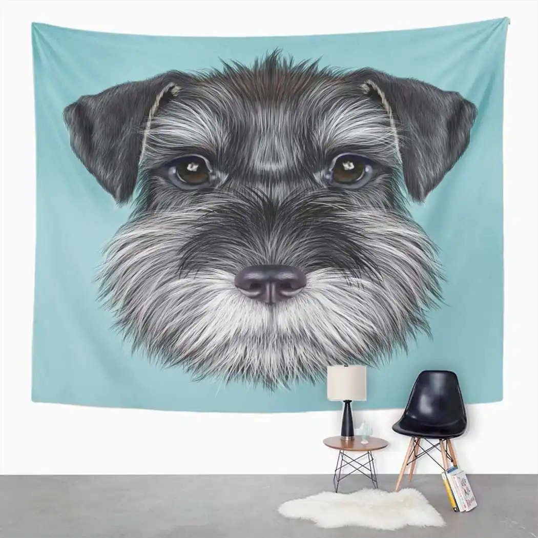 Гобелен для мальчиков черный гобелен с собакой шнауцера спальни декор комнаты
