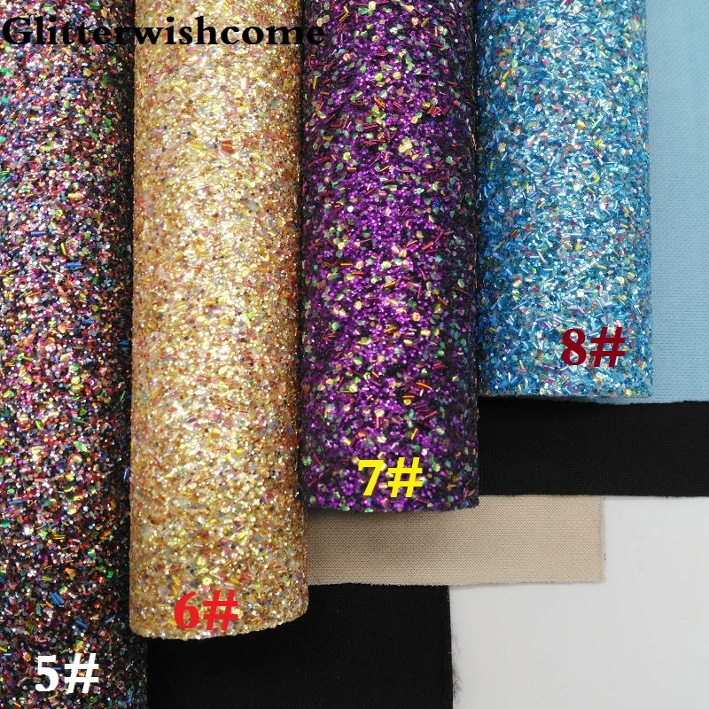 Glitterwishcome 21X29 см А4 Размер синтетическая кожа, плотная блестящая кожа, искусственная ткань из искусственной кожи винил для бантов, GM049A