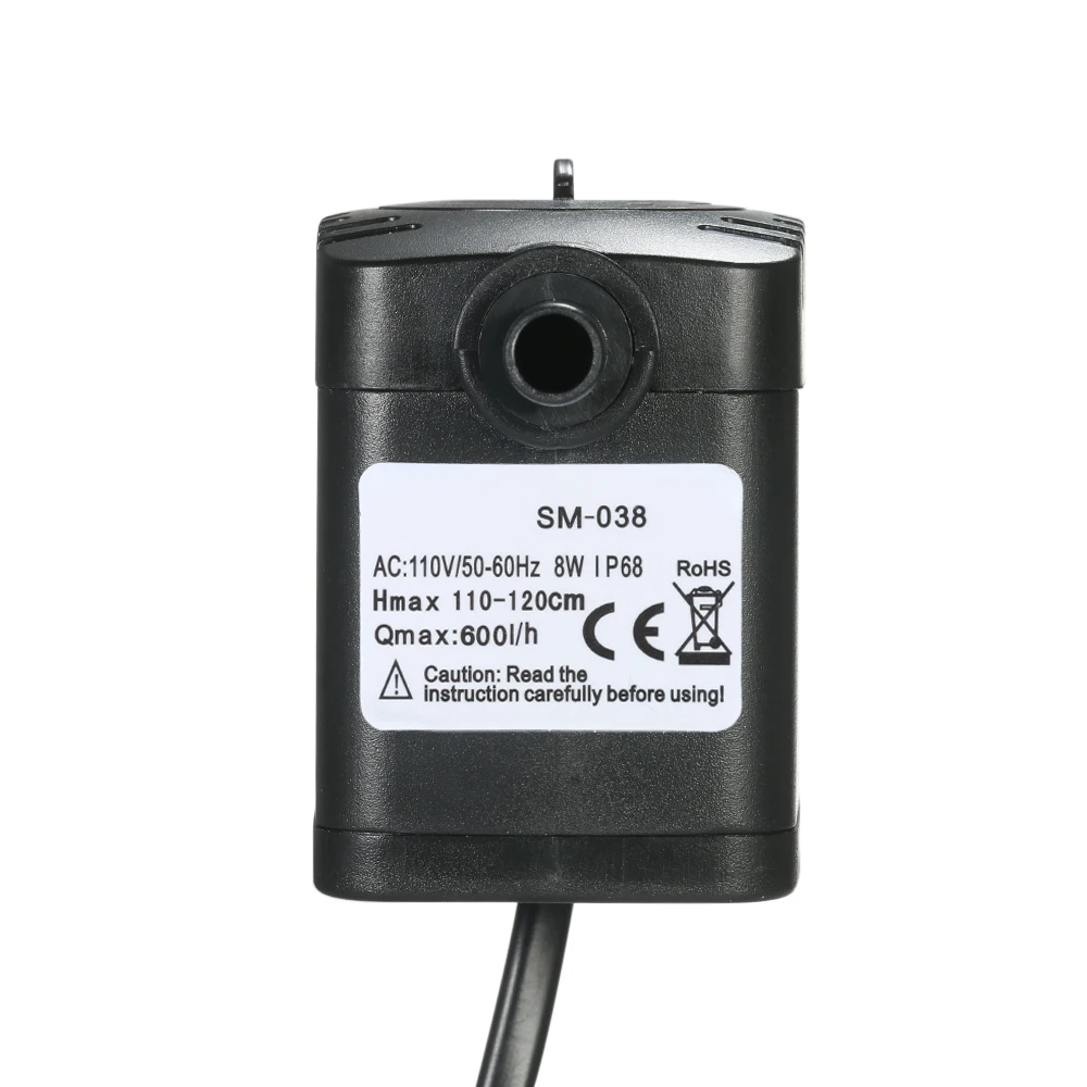 Погружной водяной насос 600 л/ч помпа для аквариума фонтана пруда фильтр аквариум