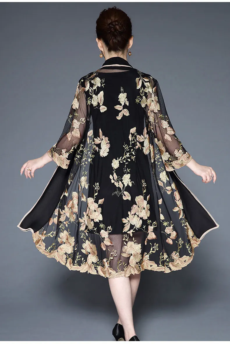 Новинка 2020 винтажное женское платье из двух частей с цветочной вышивкой