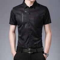 fashion shirt fashion polyester thin slim printed men shirt for business social dress shirt slim fit shirt