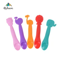 baby soft silicone training spoon infant feeding spoon cute animal baby chewing teether