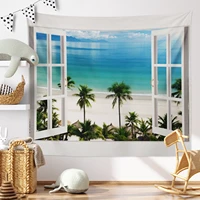 the scenery outside the window seaside beach scenery coconut trees home decor wall hanging natural scenery sofa blanket tapestry