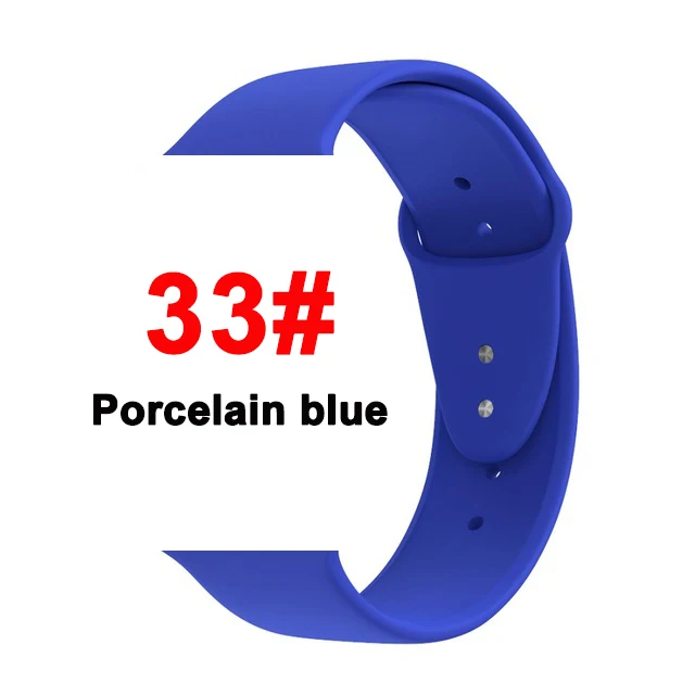 Спортивный мягкий силиконовый ремешок для Apple Watch, ремешок 44 мм, 40 мм, серия 5, 4, браслет для часов iWatch, ремешок 38 мм, 42 мм, 3, 2, 1, аксессуары - Цвет ремешка: 33 Porcelain blue
