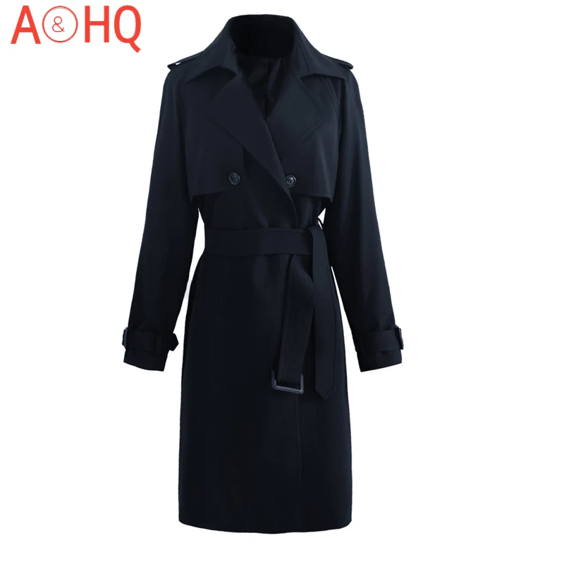 

Женская ветровка, Длинная тонкая куртка, новинка 2021, темно-синее праздничное демисезонное пальто