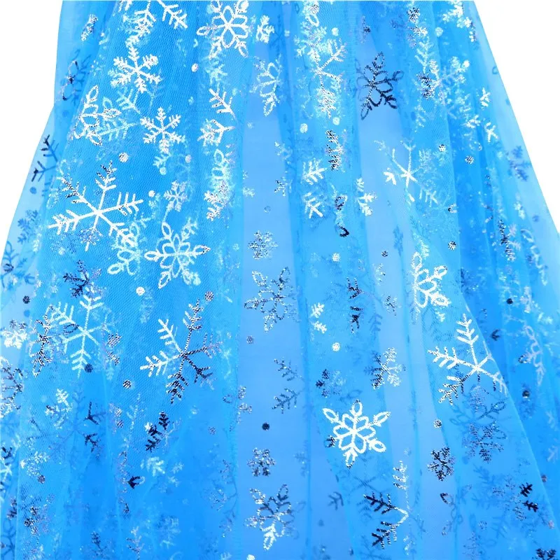 Width1.55 m Blue Snowflake Sequin Fabric Organza Diy Party Decor Princess Dress Winter Wonderland Decorations Christmas Supplies