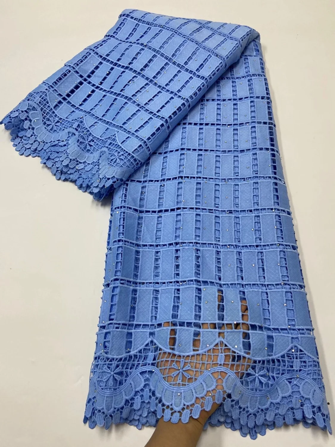 Новейший дизайн чистый белый Африканский шнур гипюр кружевная ткань 2020 высокое