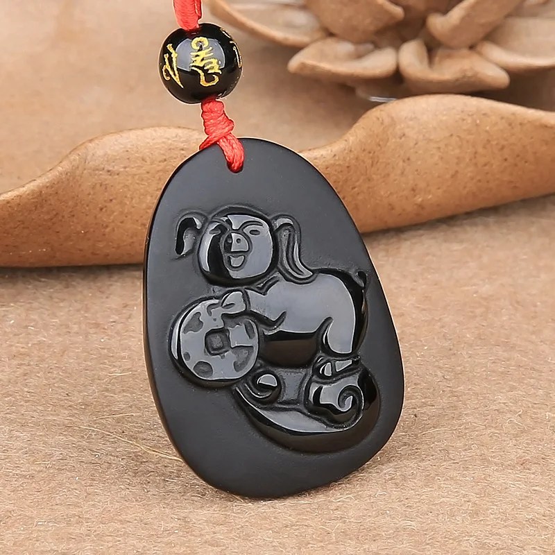 Ожерелье из натурального черного обсидиана с бусинами ручная работа подвеска в