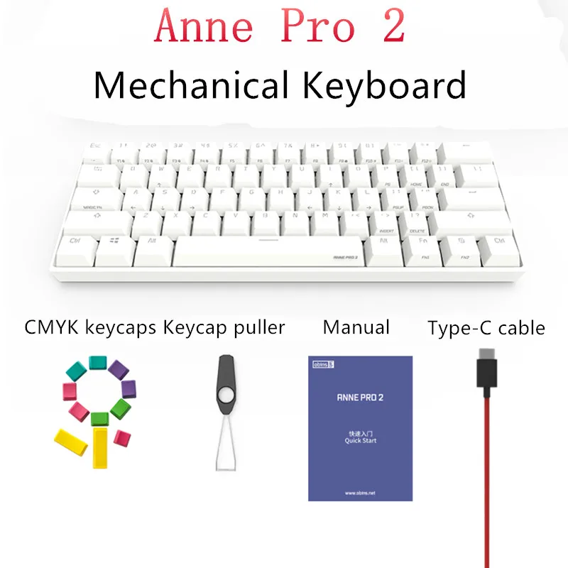 Anne Pro 2 Bluetooth 4,0 60% механическая клавиатура KAILH коробка переключатель 61 клавиши беспроводной тип-c Проводная RGB подсветка мини игровая клавиатура