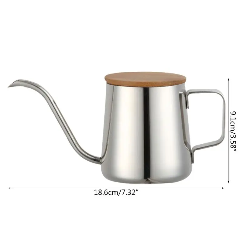 

350Ml Long Narrow Spout Coffee Pot Gooseneck Kettle Stainless Steel Hand Drip Kettle Pour Over Coffee And Tea Pot With Wooden