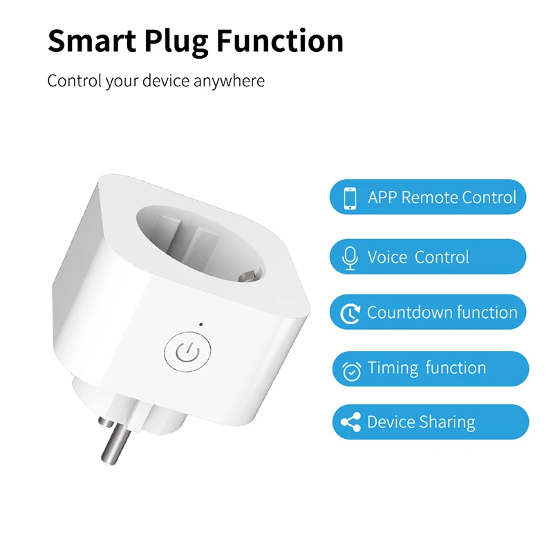 

Tuya WiFi 16A Smart Plug EU Standard Socket Smart Life Wireless Voice Remote Control Timing Function Work With Alexa Google Home