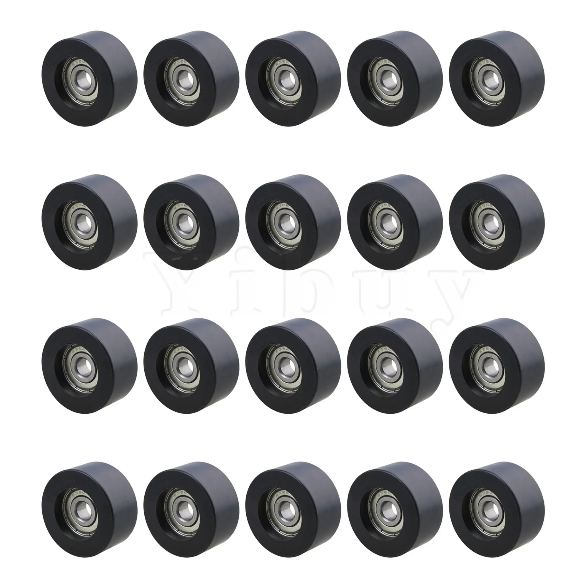 

20 x Guide Pulley Wheels Black Roller Loading Capacity 157KG for Door