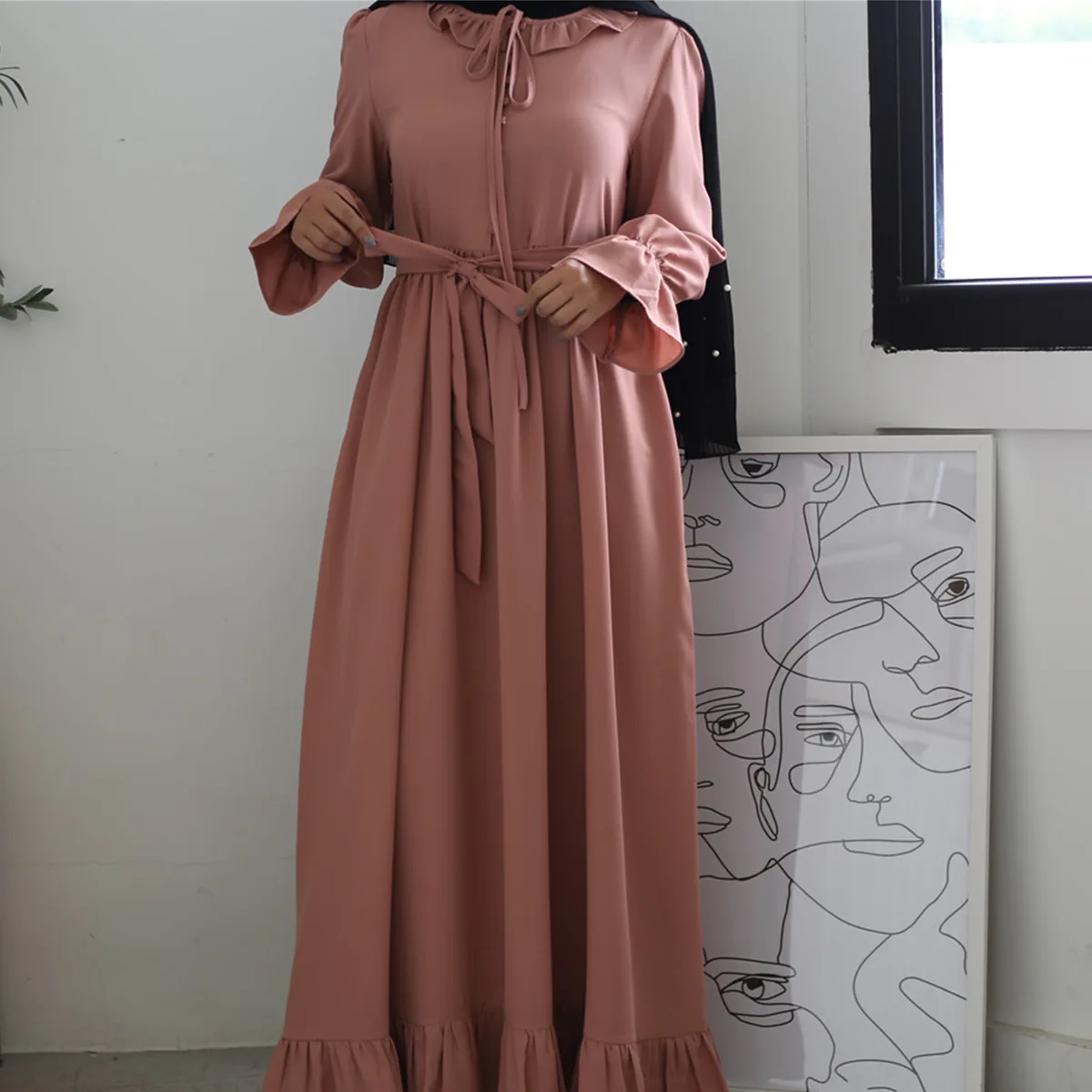 

Eid Abaya Dubai Muslim Fashion Hijab Dress Kaftan Islam Clothing African Dresses For Women Robe Musulman De Moda Vestidos F2659