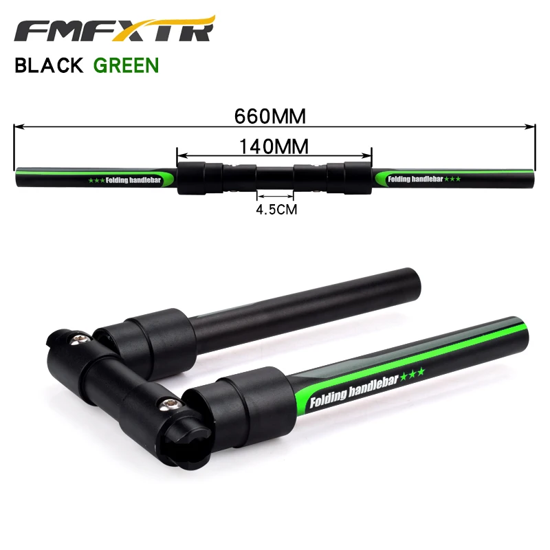green 25.4 31.8X660 MTB складной руль для велосипеда, алюминиевый сплав, Диаметр 31,8/25,4 мм, шоссейный складной велосипед, плоские аксессуары, руль - Цвет: green 25.4 31.8X660