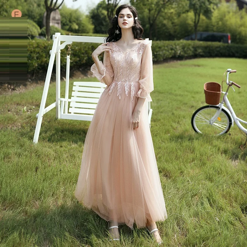 

Women's evening dress plus size lace embroidery graduation party dress pink grey lace dress for New Year 2021 bridesmaids dress