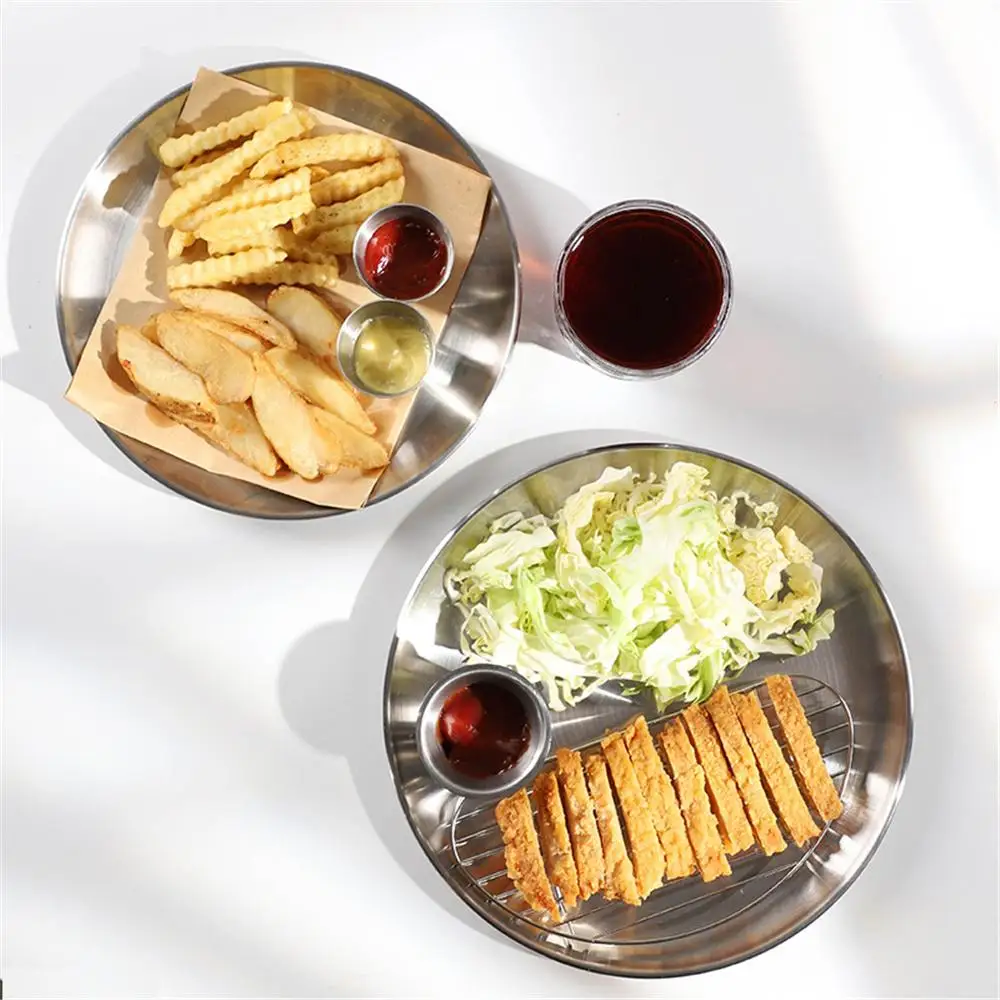 

Pork Chop Plate Cafe Salad Plate Stainless Steel Plate (23cm/26cm) With Rack