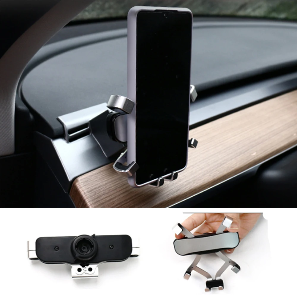 

Automatic Locking Car Mobile Phone Holder for Tesla Model 3 2021 Model Y Auto Cell Phone Support GPS Stand Interior Parts