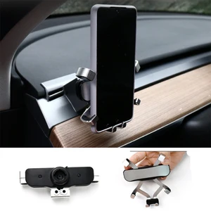 automatic locking car mobile phone holder for tesla model 3 2021 model y auto cell phone support gps stand interior parts free global shipping