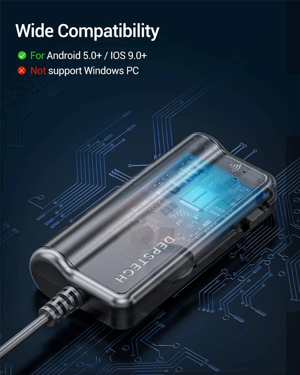 Камера-Эндоскоп DEPSTECH 5 мм с Wi-Fi камера для осмотра 6 светодиодами 2200 мАч Android iPhone iOS |