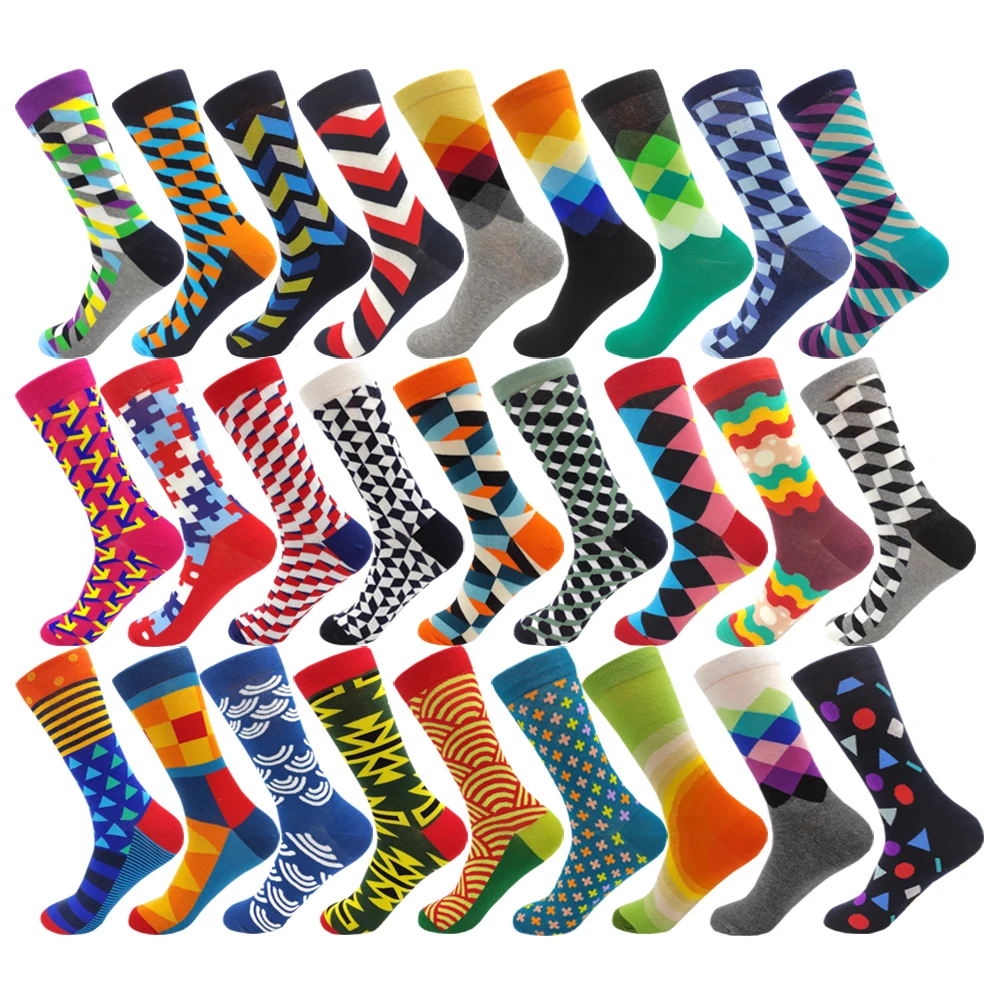 85% хлопок Красочные полоски клетчатые мужские и женские носки в японском стиле