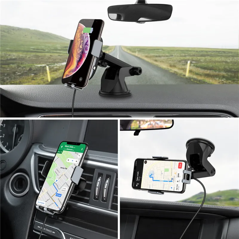 

CHOETECH 15W Fast Wireless Car Charger Car Phone Holder Stand Auto-Clamping Car Mount for iPhone Samsung Huawei Xiaomi