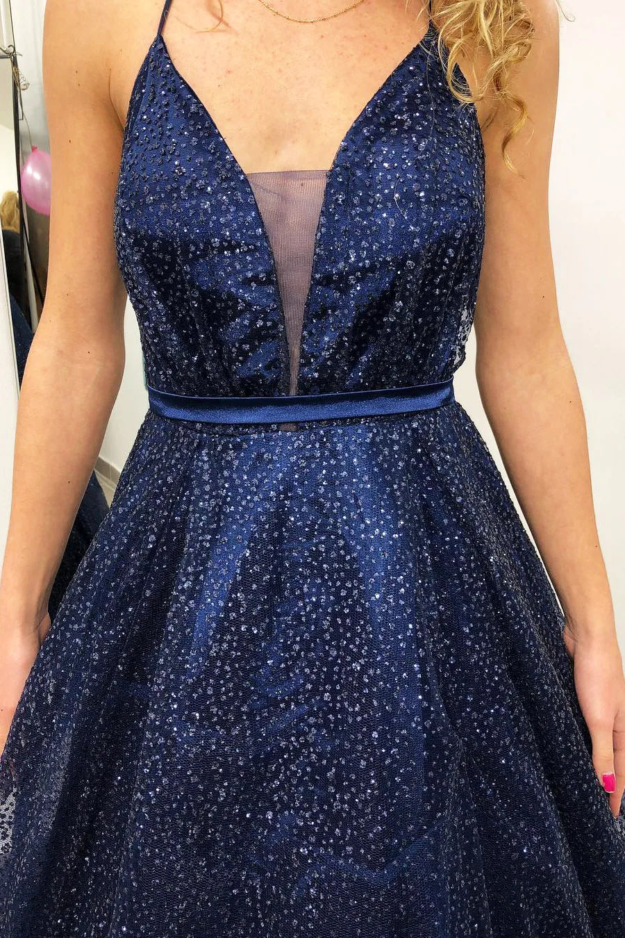 Robe De Soiree Блестящий Сияющий вечернее платье с блестками v-образным вырезом Выпускные платья Спагетти ремни Abiye Gece Elbisesi
