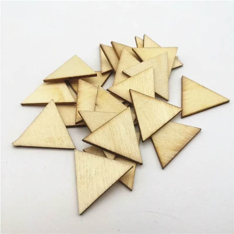 

100pcs 25mm 1 inch Blank Wood Triangle Shapes Disks Slices For Favor Tags Pendant Embellishments DIY Crafts