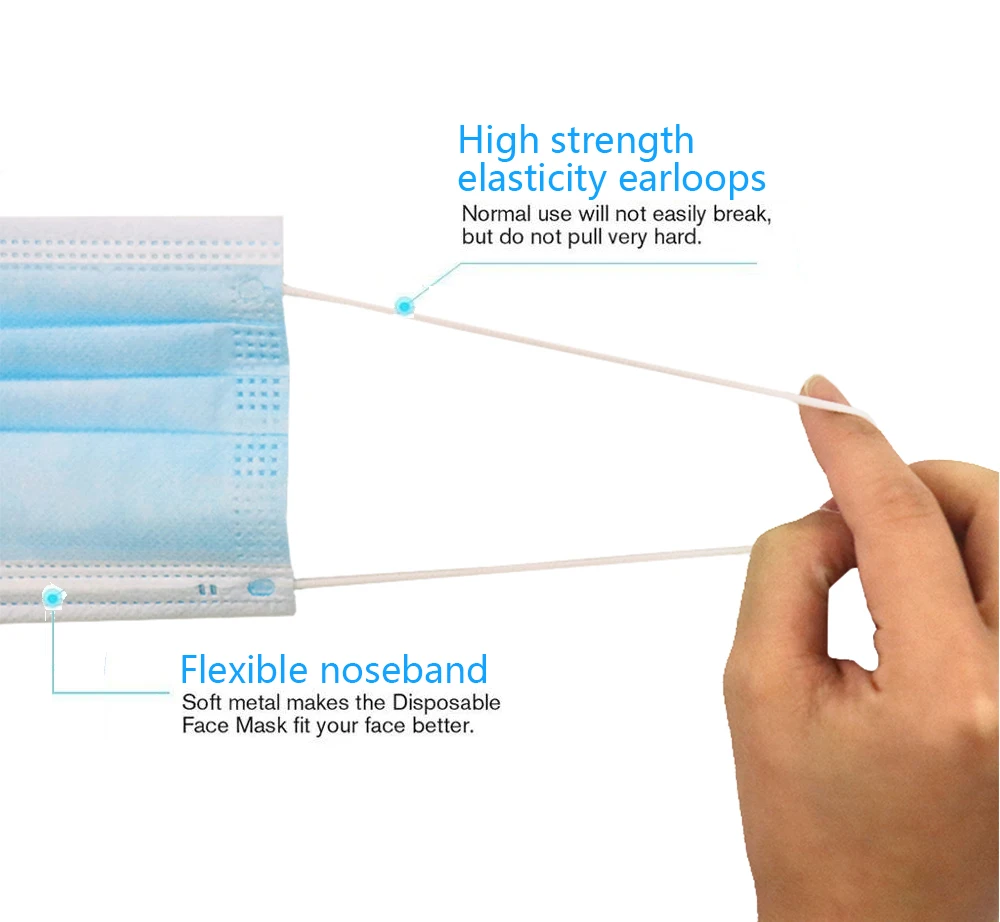 3 слойная одноразовая маска для рта маски лица эластичные ушные петли дышащая