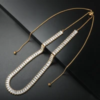 trendy luxury square zircon adjustable choker necklace tennis chain necklace for women wedding party jewelry wholesale