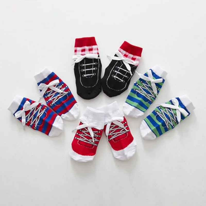 

Baby Shoelaces Style Anti Slip Cotton Short Socks