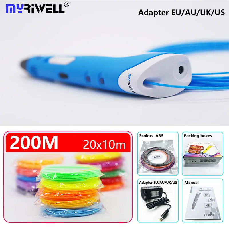 Myriwell 3d Ручка v1 1,75 мм abs нить pla 3d ручка для печати 3 d ручка умный подарок ребенку подарок на день рождения abs Пластик pla 3D ручка