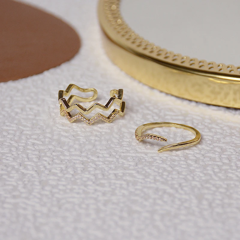 Лидер продаж женские регулируемые кольца в форме волны с кристаллами новые
