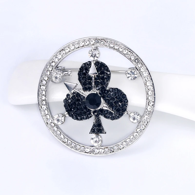 Покер сливы лопаты брошь в виде сердца из значок Панк Стразы Висячие жемчужные