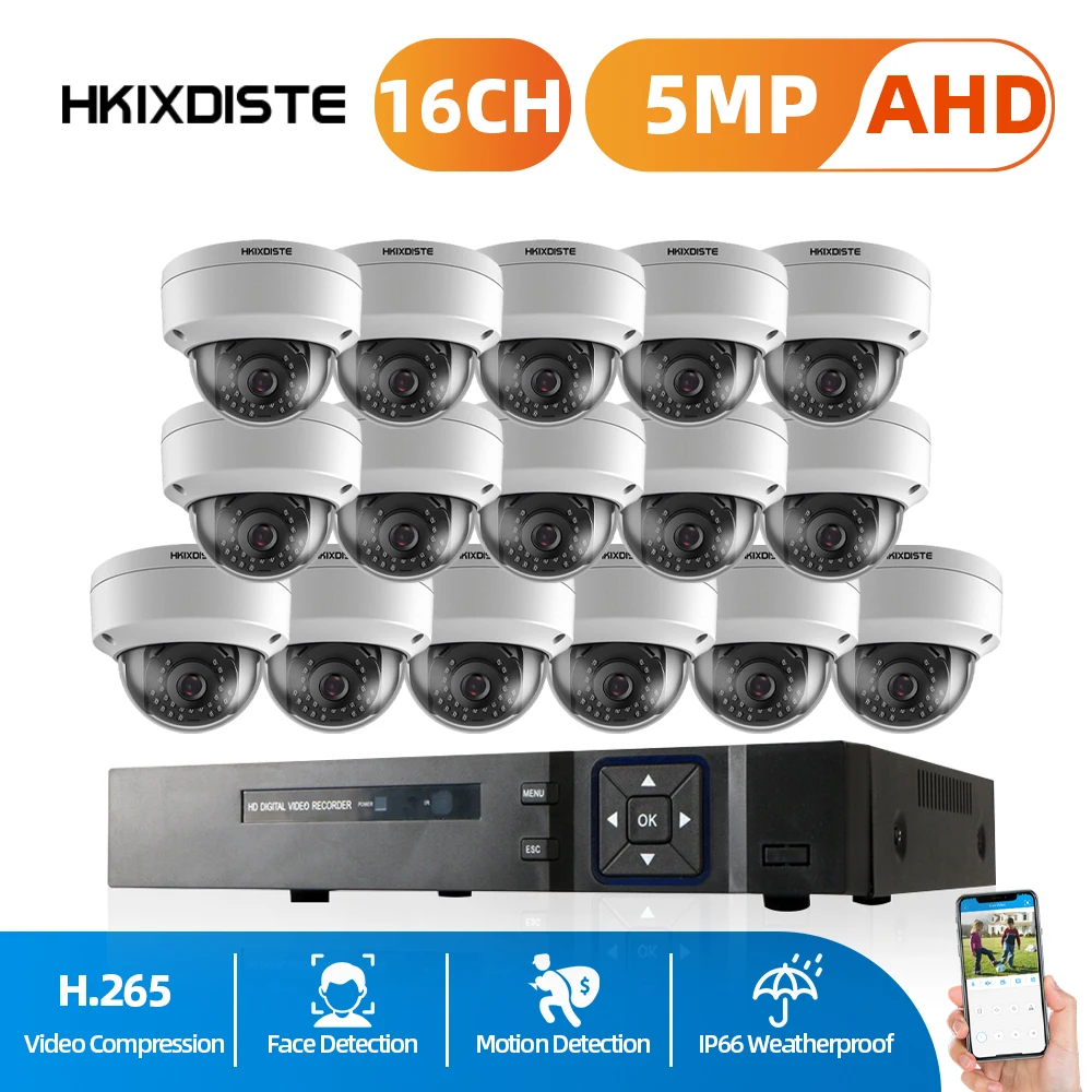 HD TVI AHD 16CH 1080P 5MP DVR Kit камеры безопасности Системы 16*5 0 Мп день Ночное Видение