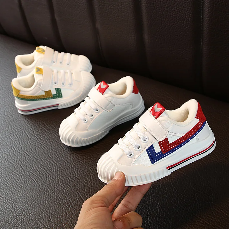 

Plus Velvet Baby Shoes Biscuit Shoes Cotton Warm Shoes Sports Leather Children's Shoes 2022 Autumn and Winter Boys Season Gender