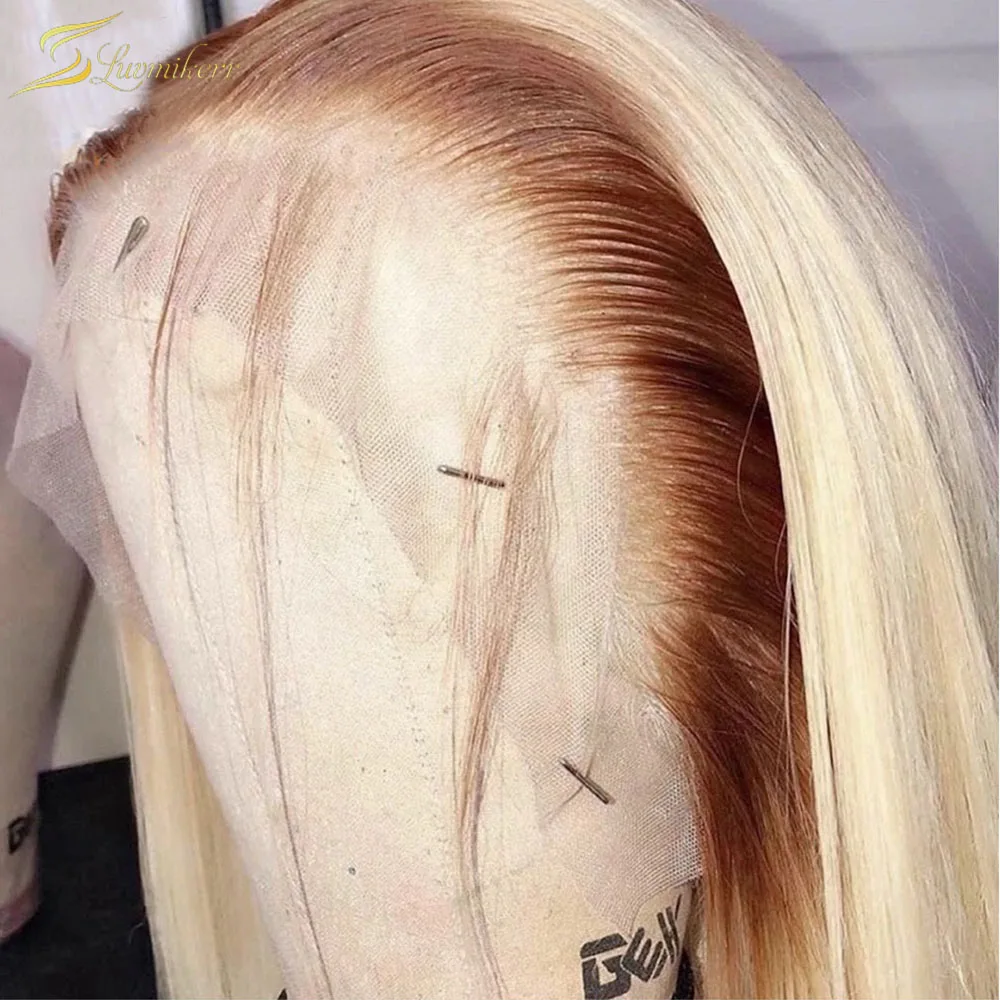 

Парик Омбре блонд HD 613 на сетке спереди, парик из человеческих волос, волнистый, прямой, на сетке спереди, цветной, предварительно выщипанный,...