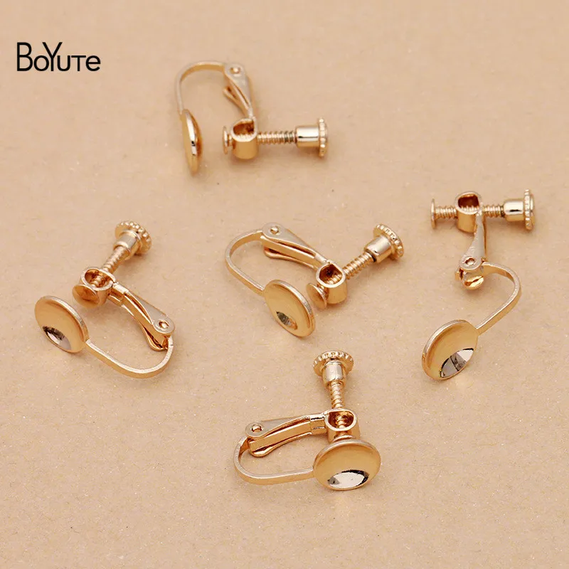 BoYuTe (20 шт./лот) металлическая латунь не проколотых ушей клип с 8 мм База Пустые