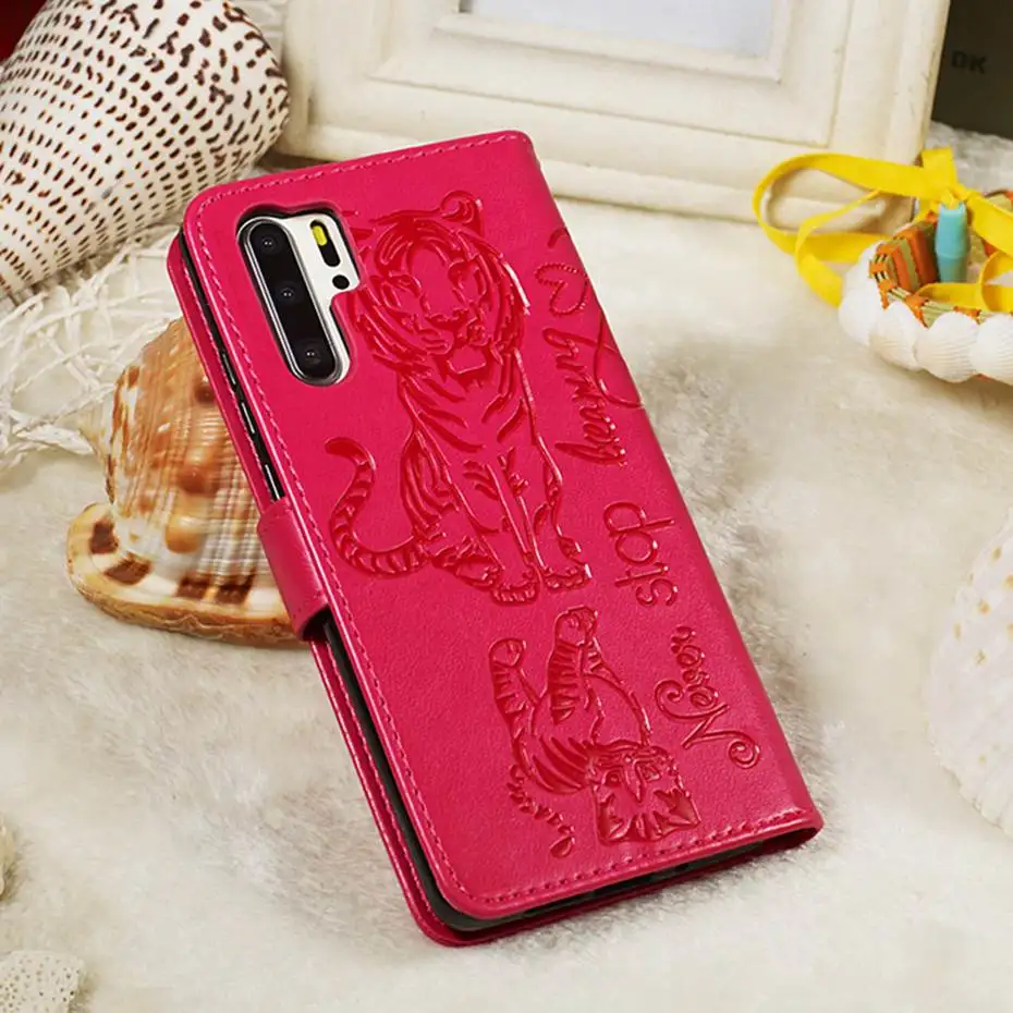 Кожаный флип-чехол с 3D кошкой и тигром для huawei P30 P20 Pro mate 30 Lite P Smart Z Y7 Prime Honor 9X20 Pro 8A 10i Y6