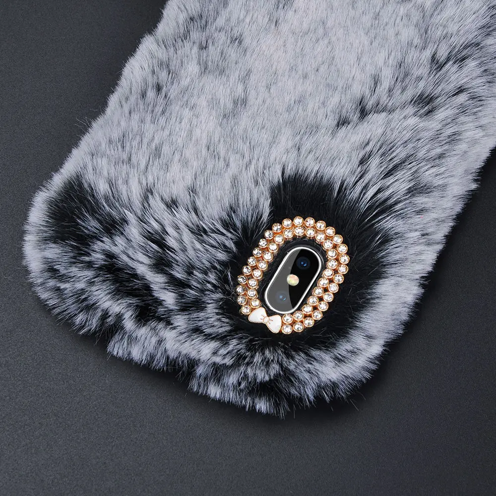 Милый 3D цветной мягкий плюшевый чехол для телефона с кроличьим мехом Samsung Galaxy J6 J4