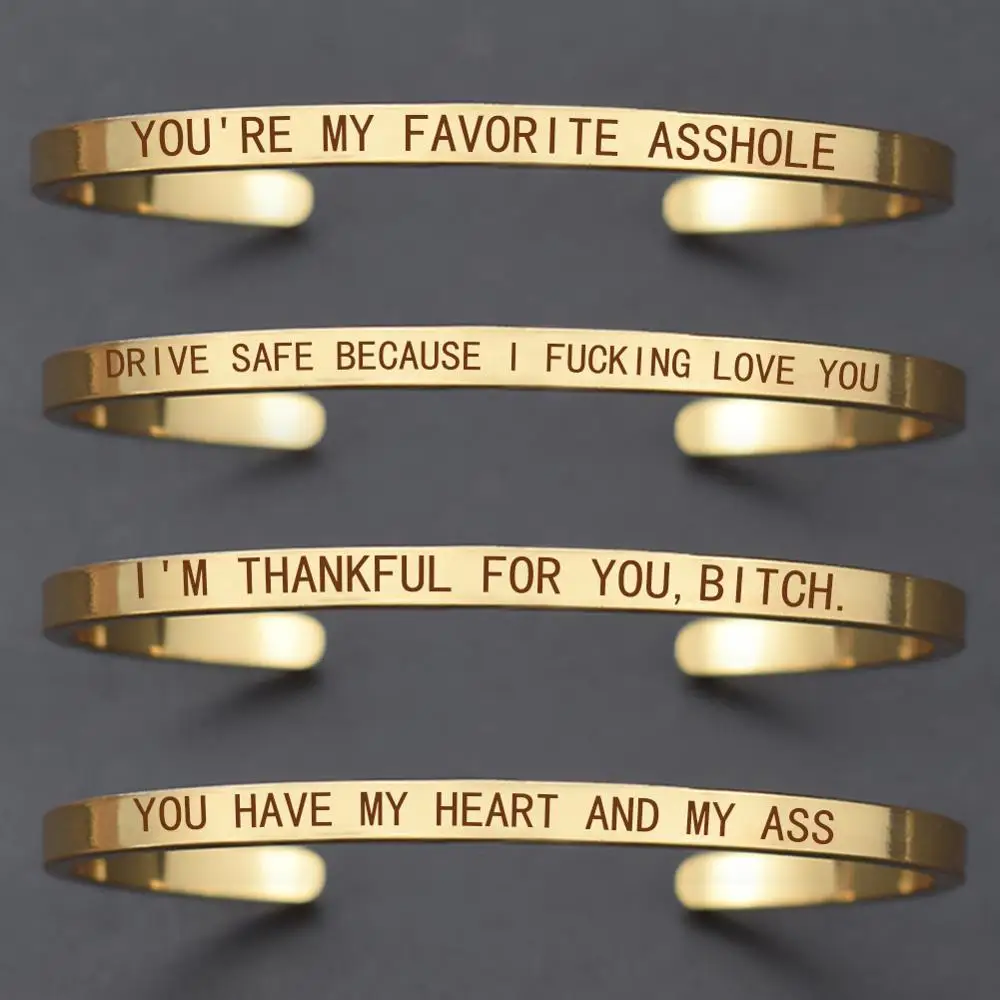 

Believe In Yourself Inspirational Quote Engraved Gold Bracelet Women Fashion Adjustable Cuff Bangle Bracelet Dropshipping